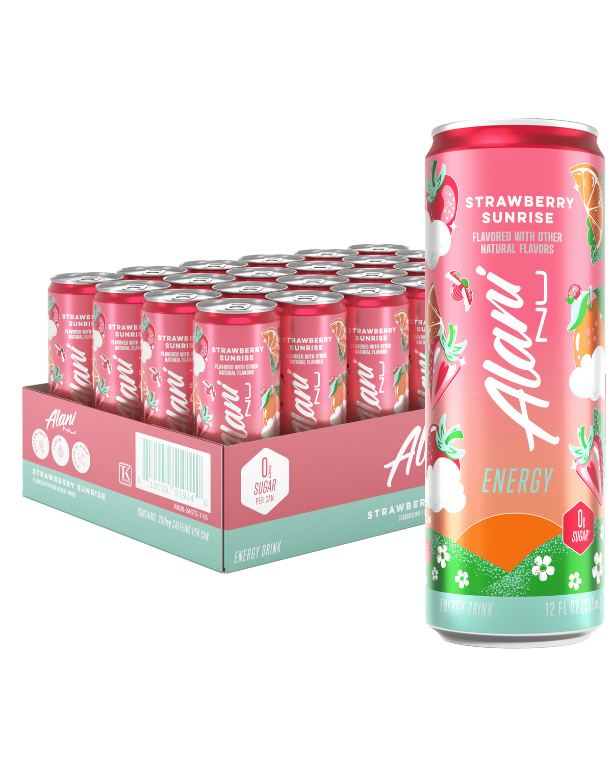 Energy Drink, Strawberry Sunrise, 12oz, 24 Pack