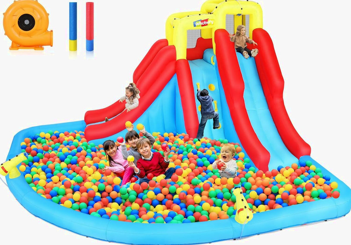 ROOJER 8-in-1 Kids Inflatable Bounce House Water Park With 450W Blower, 2 Water Cannons, Crocodile Sprinkler - B0C2HLK2R4