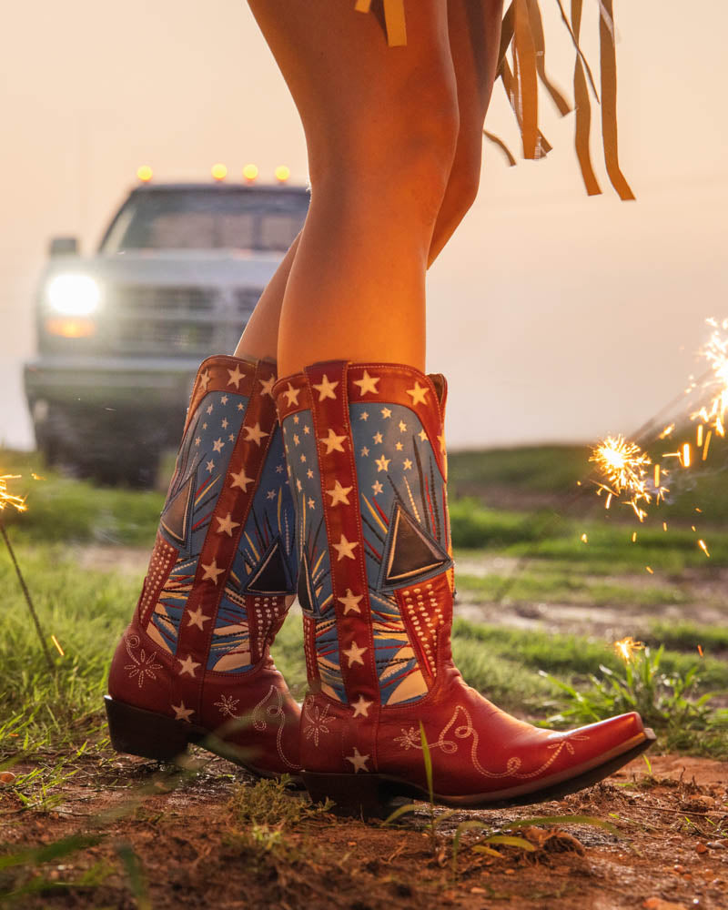 Women's Star Cowgirl Boots - Blue/Red - view 3