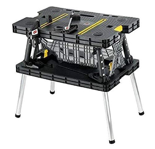 Keter Folding Work Table With 2 12 Inch Clamps, Black/Yellow - 17182239