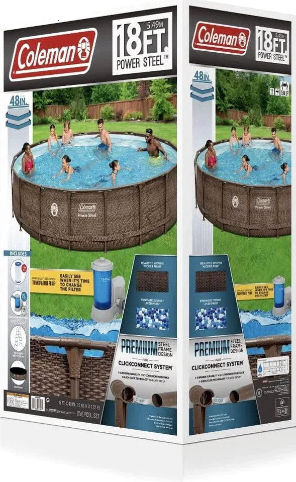 Coleman 18 x 48 Power Steel Frame Above-Ground Swimming Pool Set