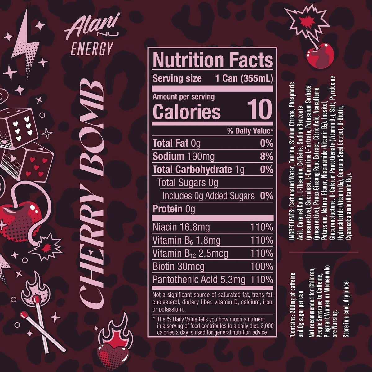 Cherry Bomb Flavor Energy Drink, 12 fl oz Cans, Pack Of 6