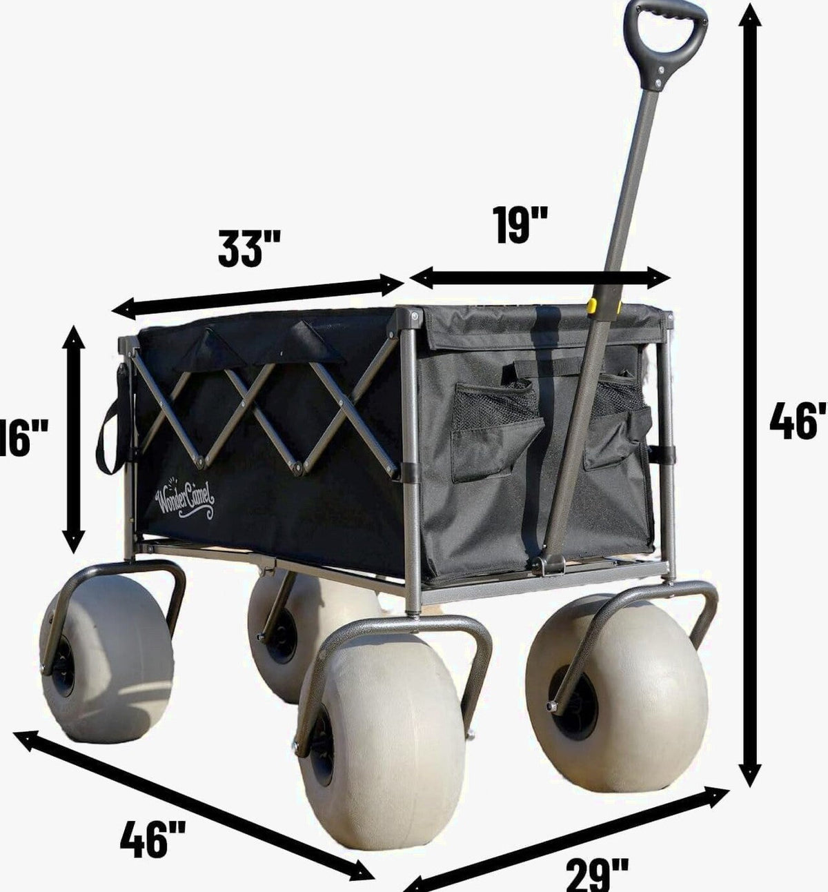 WONDERCAMEL Collapsible Beach Wagon With 13in Balloon Wheels, 185L
