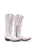 Women's Cowhide Western Cowgirl Boots - White