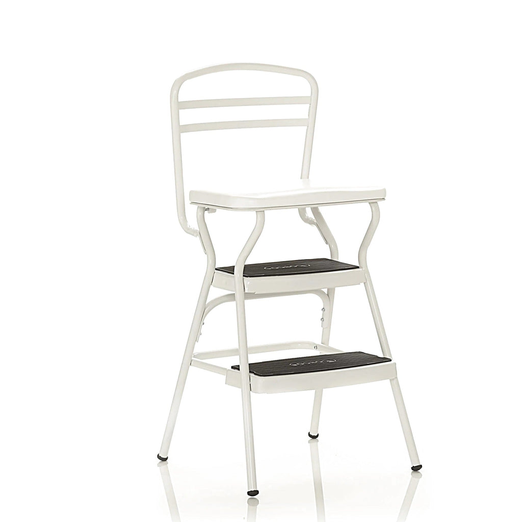 COSCO Stylaire Retro Chair And Step Stool With Flip-Up Seat - White, One Pack