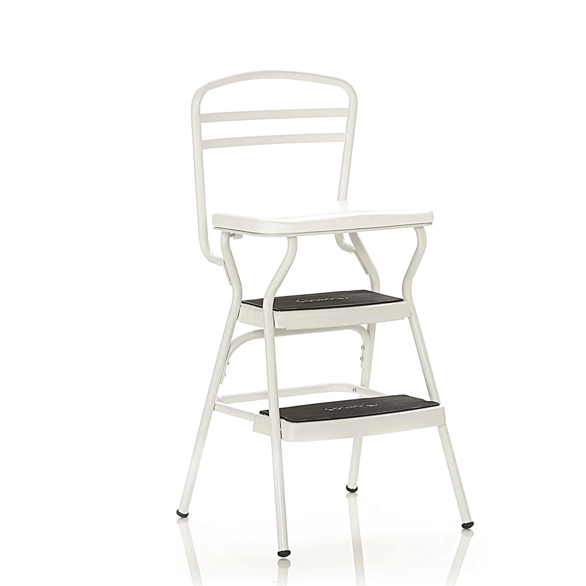 COSCO Stylaire Retro Chair And Step Stool With Flip-Up Seat - White, One Pack