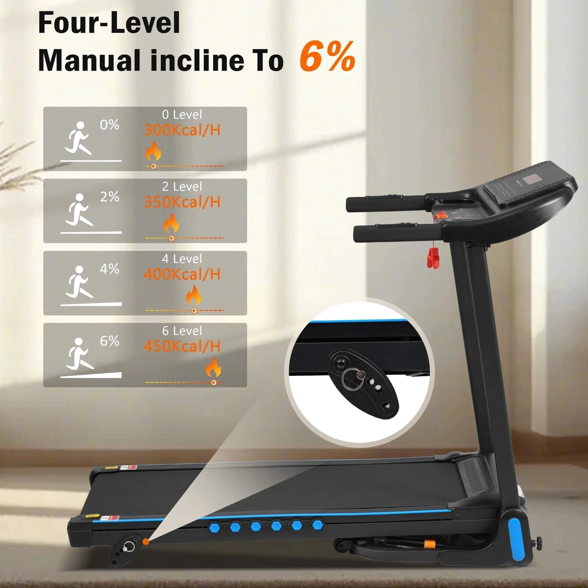 VLDTDRDI Folding Treadmill 500 LBS 3.5 HP 10 MPH With Incline