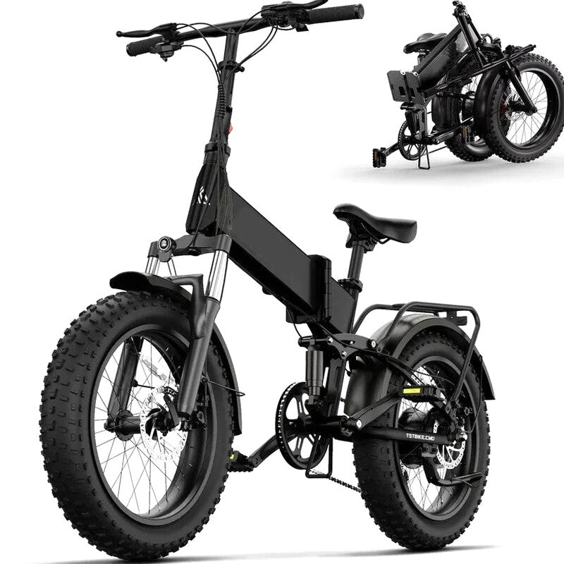 Foldable Electric Bike 4.0 Fat Tire, 48V 13Ah Battery, 750W, 20in, Black - Buddy Pro