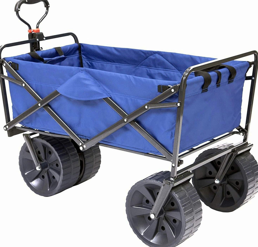 Mac Sports Heavy Duty Collapsible All Terrain Utility Beach Wagon Cart Blue/Black