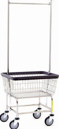 R&B Wire Products Heavy Duty Wire Laundry Cart, Chrome, 27D x 22W x 67H - 100CEC58C