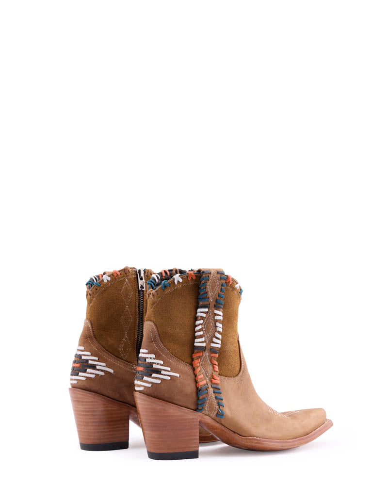 Women's Cowhide & Suede Cowgirl Booties - Shedron/Blue - view 5