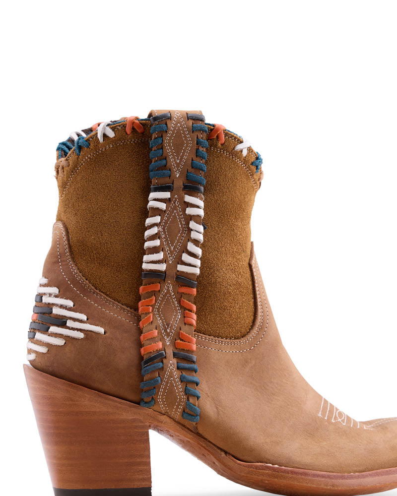 Women's Cowhide & Suede Cowgirl Booties - Shedron/Blue - view 10