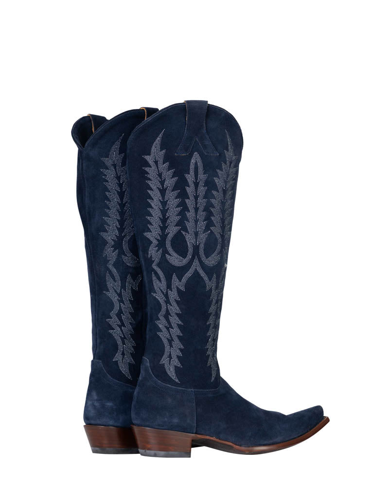 Women's Embroidered Over-the-Knee Cowgirl Boots - Navy - view 5