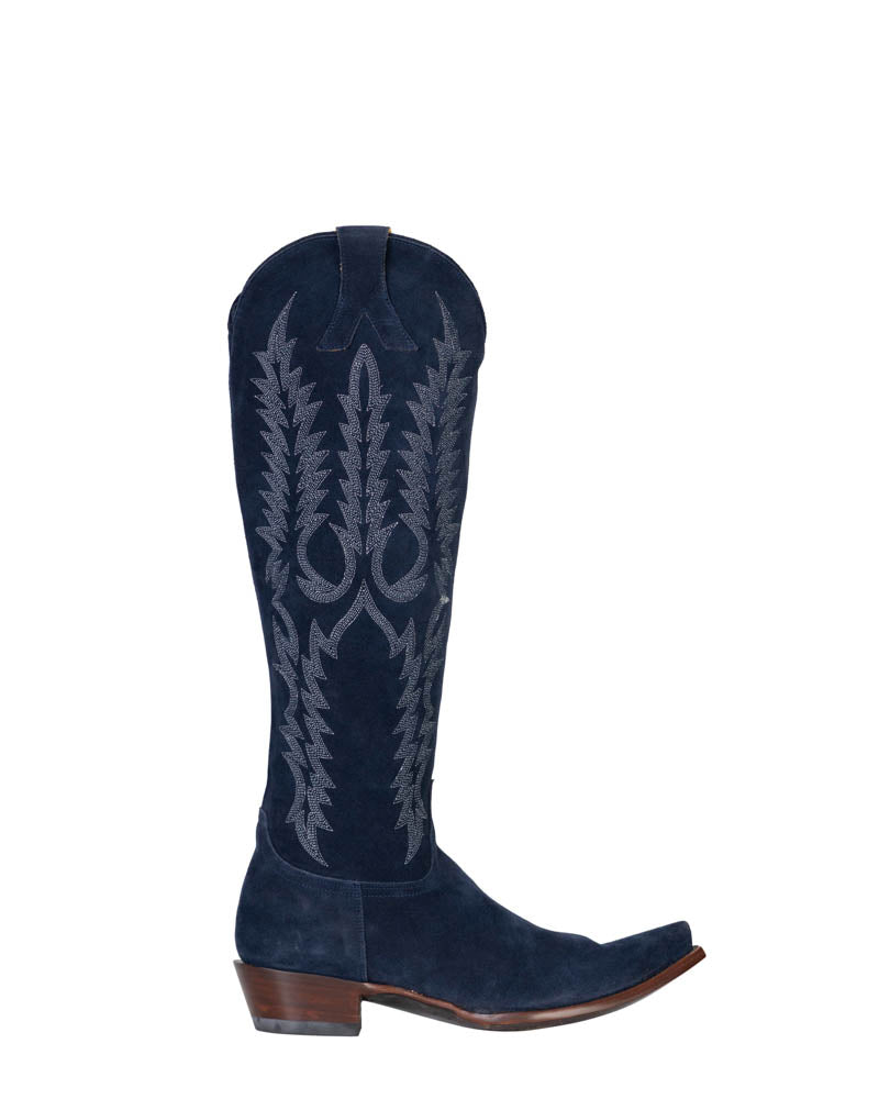 Women's Embroidered Over-the-Knee Cowgirl Boots - Navy - view 2