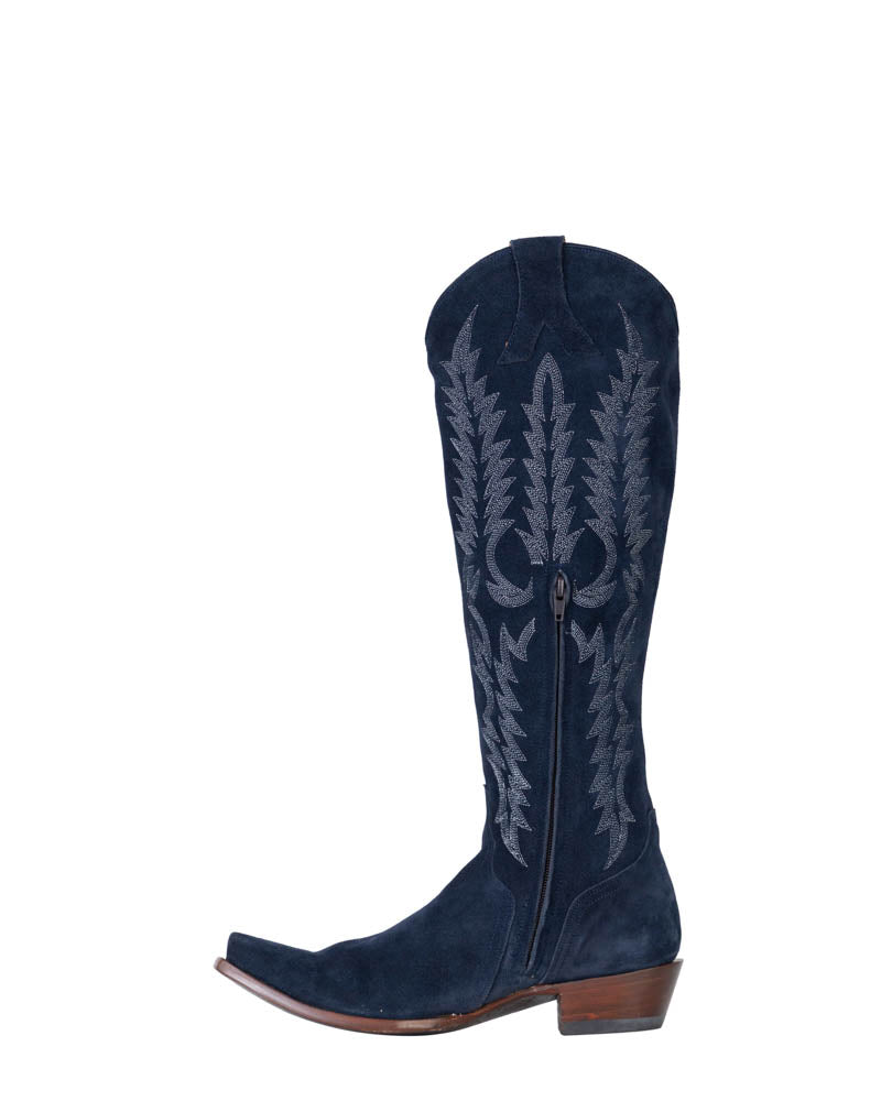 Women's Embroidered Over-the-Knee Cowgirl Boots - Navy - view 7