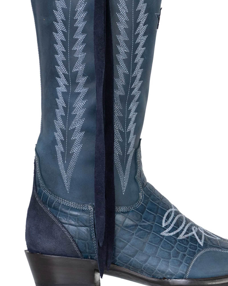 Women's Embroidered Over-the-Knee Cowgirl Boots - Blue - view 9