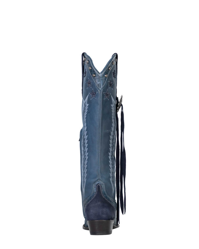 Women's Embroidered Over-the-Knee Cowgirl Boots - Blue - view 8