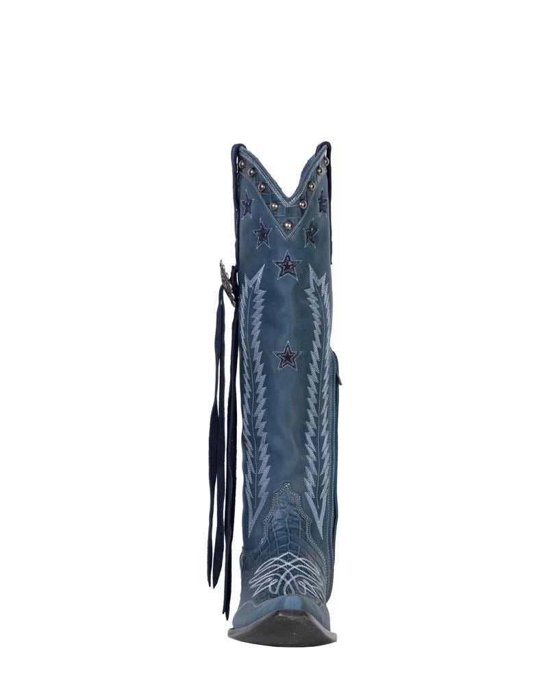 Women's Embroidered Over-the-Knee Cowgirl Boots - Blue - view 6