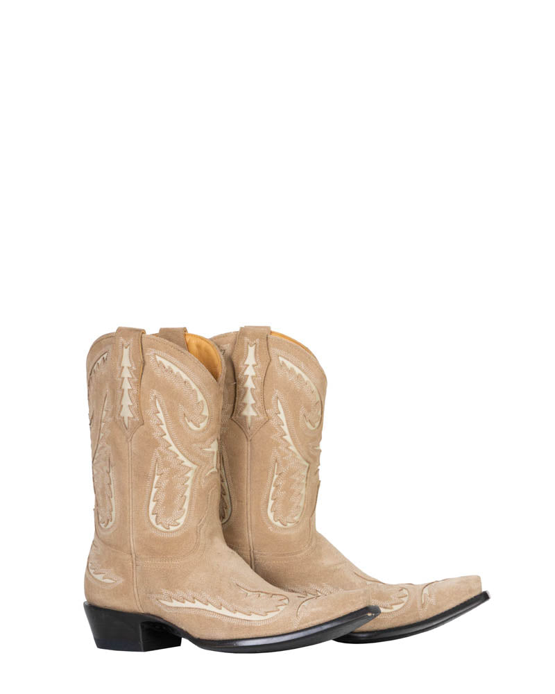 Women's Suede & Goat Short Cowgirl Boots - Bone - view 4