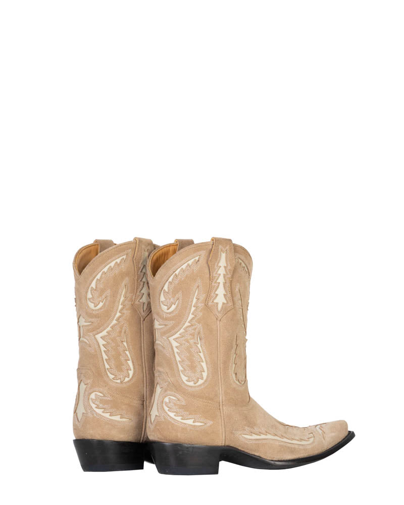 Women's Suede & Goat Short Cowgirl Boots - Bone - view 5