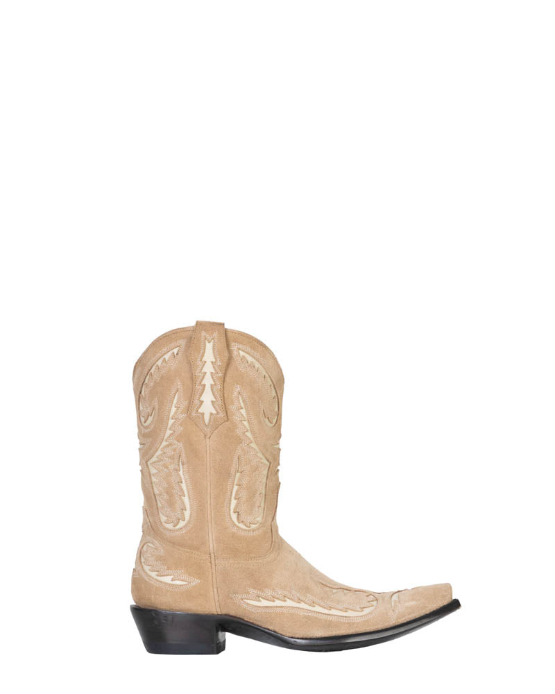 Women's Suede & Goat Short Cowgirl Boots - Bone - view 2