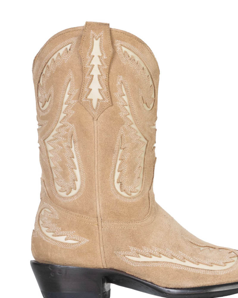 Women's Suede & Goat Short Cowgirl Boots - Bone - view 9