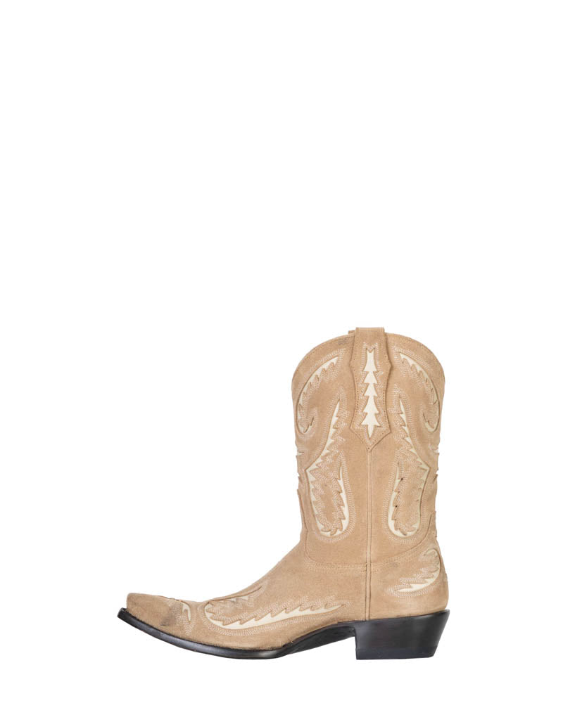 Women's Suede & Goat Short Cowgirl Boots - Bone - view 7