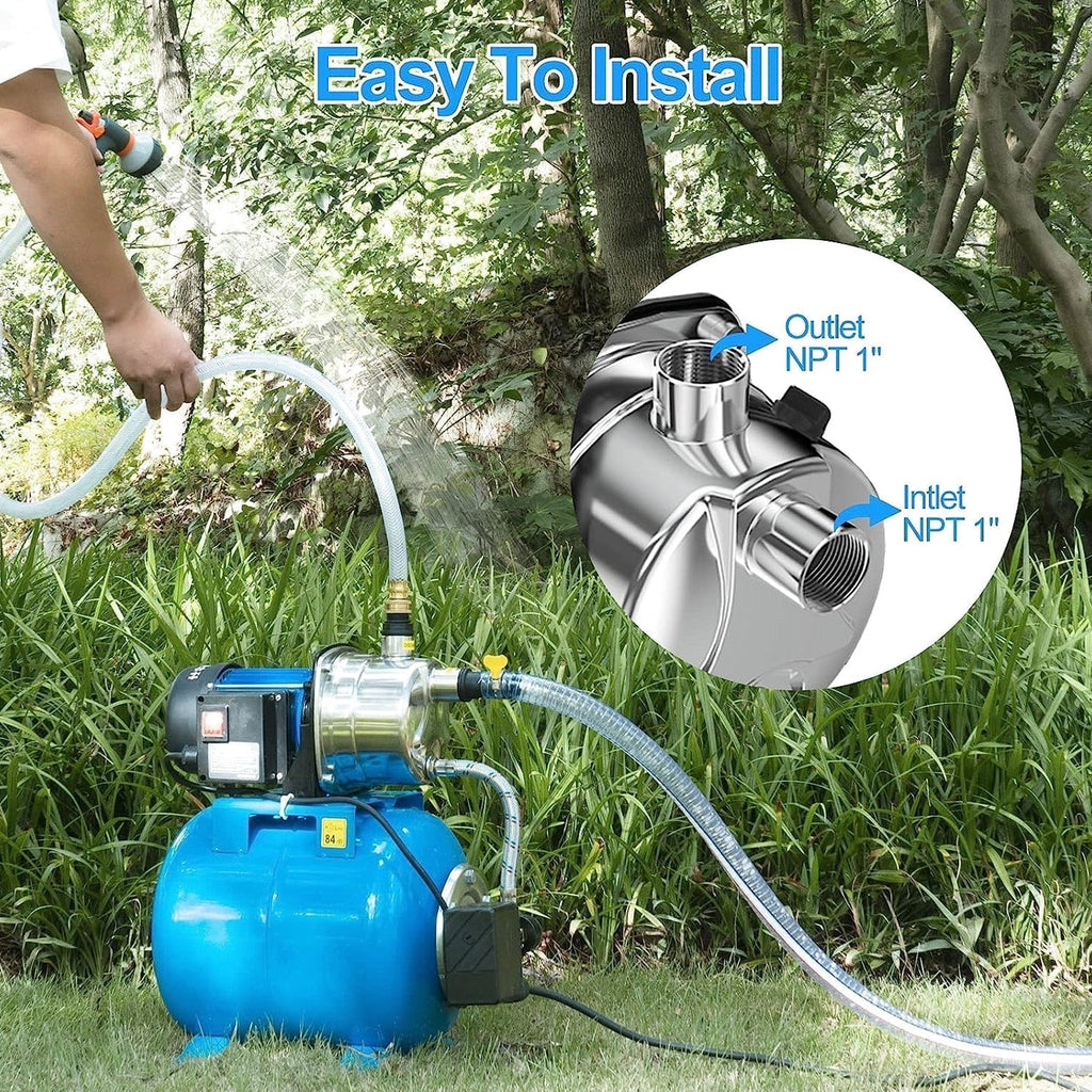 PANRANO 1.6 HP Shallow Well Jet Pump With Pressure Tank, 1268 GPH