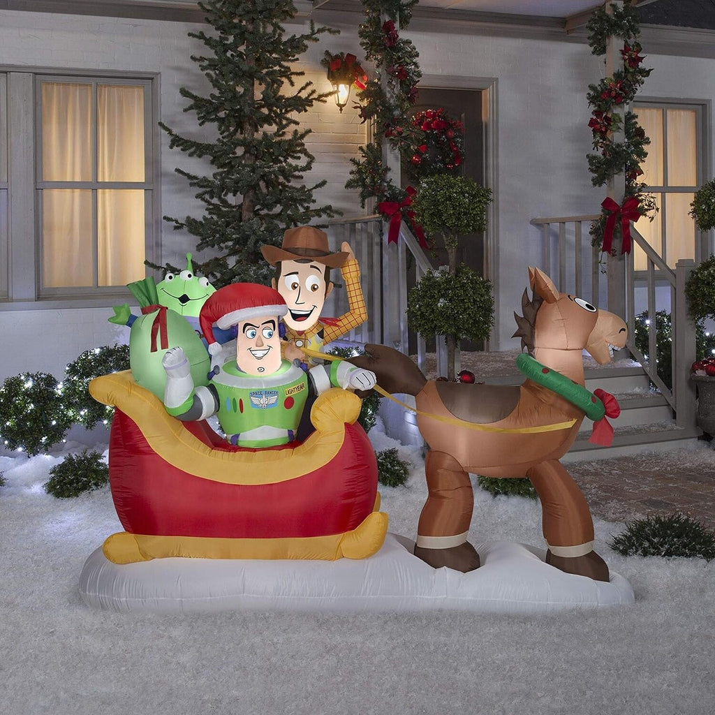 Gemmy Disney Toy Story Inflatable Sleigh Scene, Multi, 96 x 32 x 13 Inches - 9016718
