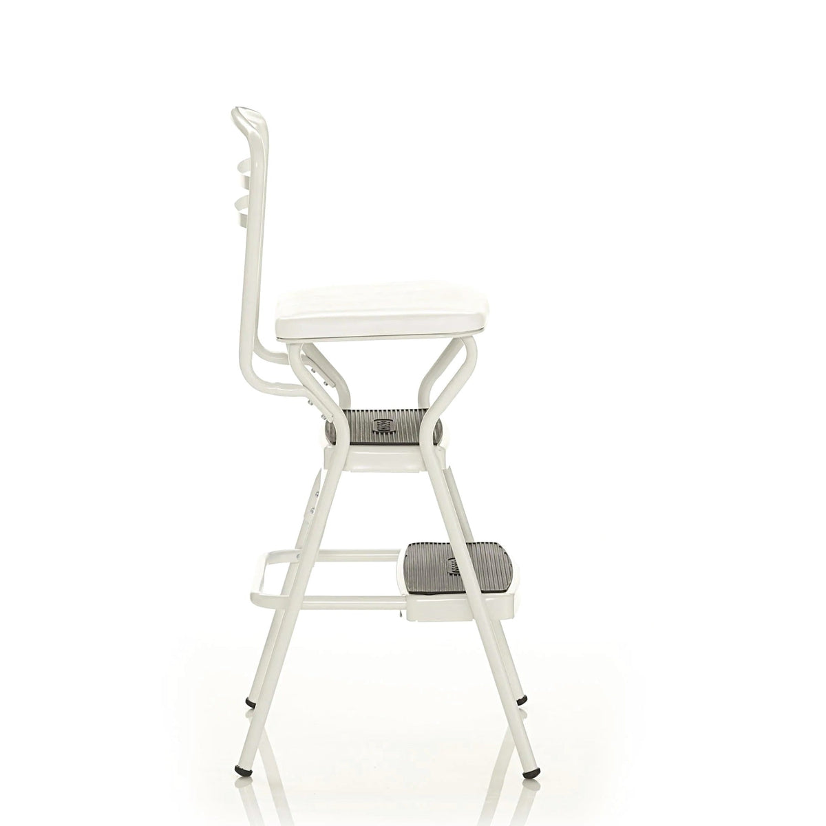 COSCO Stylaire Retro Chair And Step Stool With Flip-Up Seat - White, One Pack