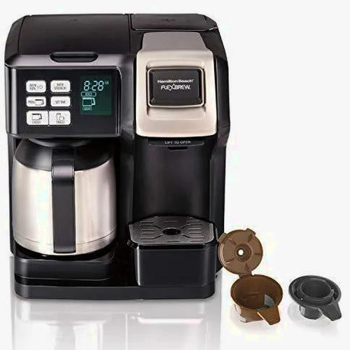 Hamilton Beach FlexBrew Thermal Coffee Maker, Single Serve And 10-Cup Full Pot, Black And Stainless - 49966