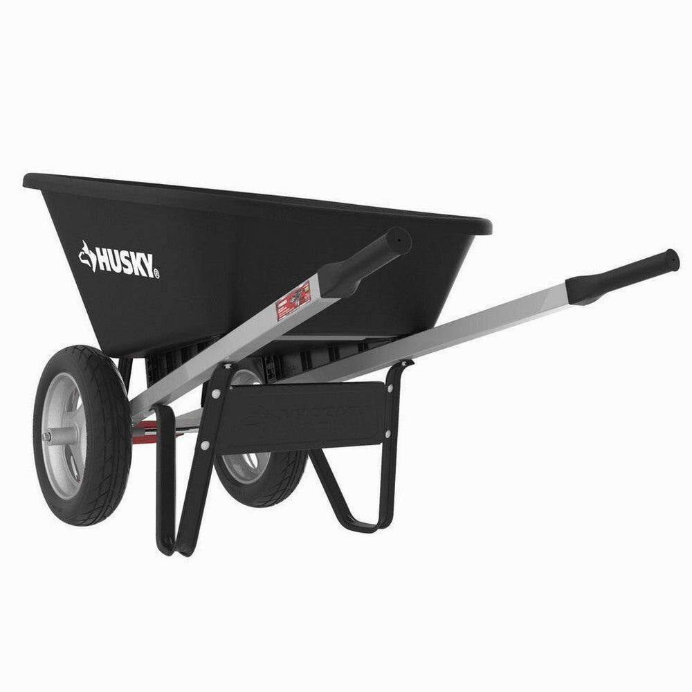 Husky Poly Dual Wheel Wheelbarrow 6 Cu. Ft. - Flat Free Tires