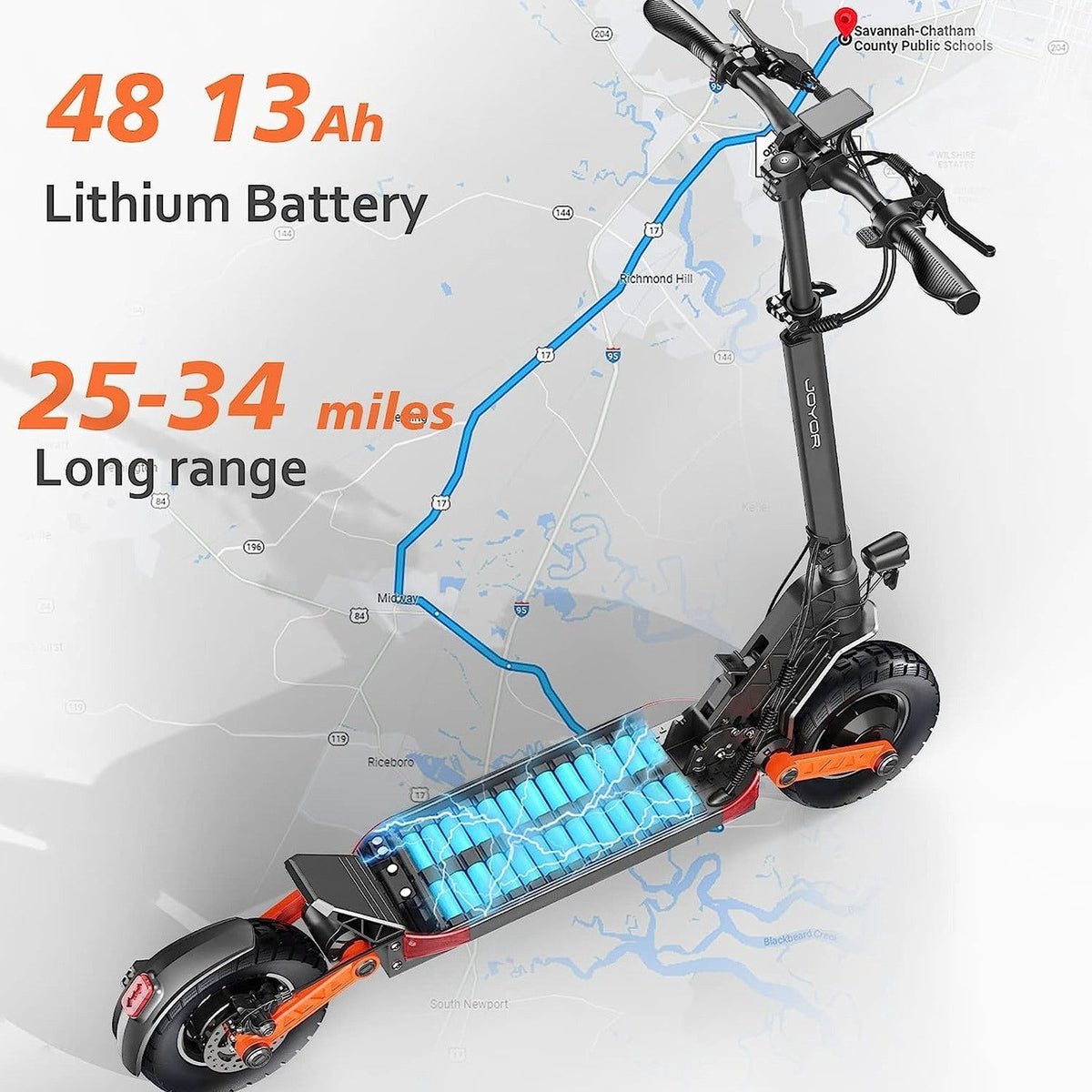 Adult Electric Scooter, 37 MPH, Dual 1000W Motors, 60V 18 Ah - S10-S