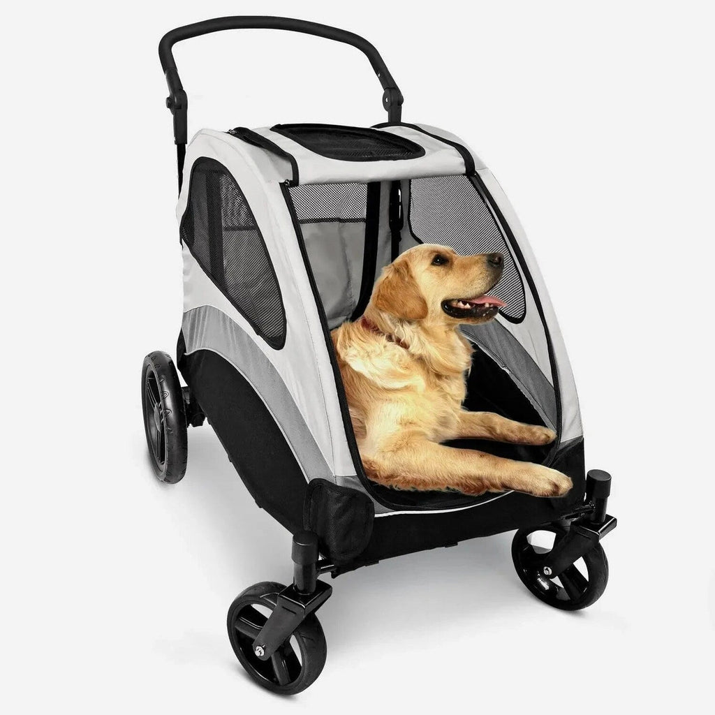 Poloma Foldable Pet Stroller for Large or 2 Dogs Cats, Gray - GS-307Z