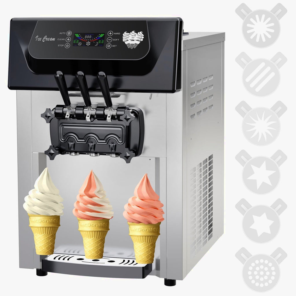Commercial 3-Flavor Soft Serve Ice Cream Machine, 2200W, 5.3-7.4 Gal/Hr - ICE_CREAM_MAKER