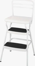 COSCO Stylaire Retro Chair And Step Stool With Flip-Up Seat - White, One Pack