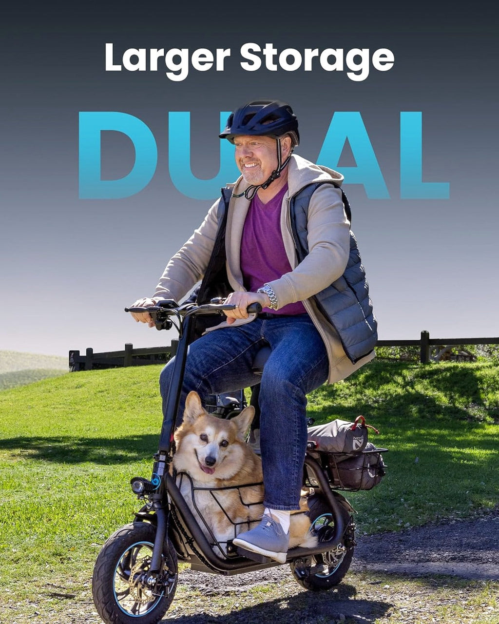 Gyroor Electric Scooter With Basket And Seat, 550W, 20 Mile Range, Black-FP9 - C1S