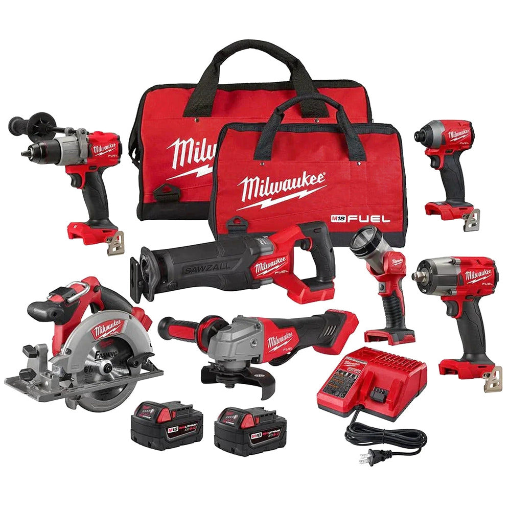 Milwaukee M18 FUEL Lithium-Ion Brushless Cordless 7 Tool Combo Kit 5.0 Ah 18V - 2998-27