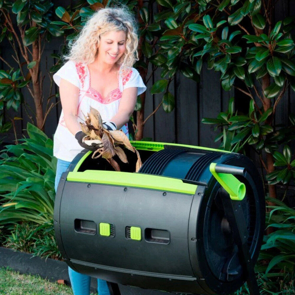 Maze 65-Gallon Compost Tumbler With 12-Gallon Cart, Black - 41.3 x 30 x 45 in
