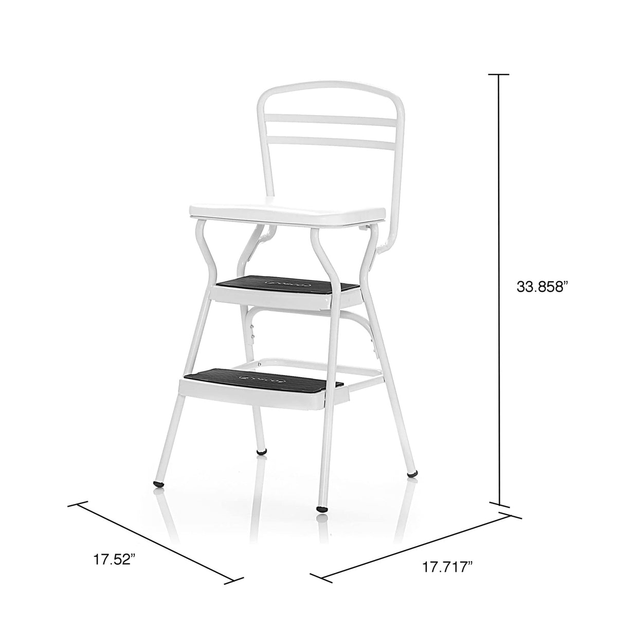 COSCO Stylaire Retro Chair And Step Stool With Flip-Up Seat - White, One Pack