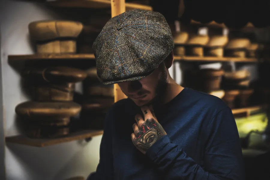 Newsboy Genuine Scottish Harris Tweed 8 Panels Man Cap