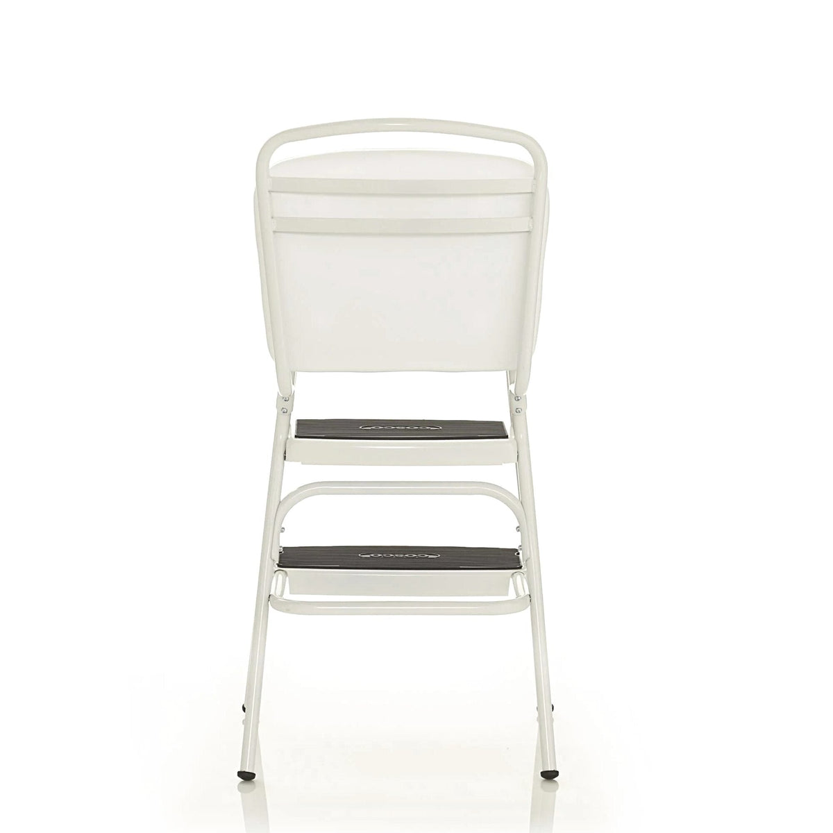 COSCO Stylaire Retro Chair And Step Stool With Flip-Up Seat - White, One Pack