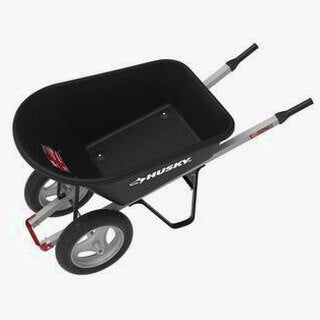 Husky Poly Dual Wheel Wheelbarrow 6 Cu. Ft. - Flat Free Tires