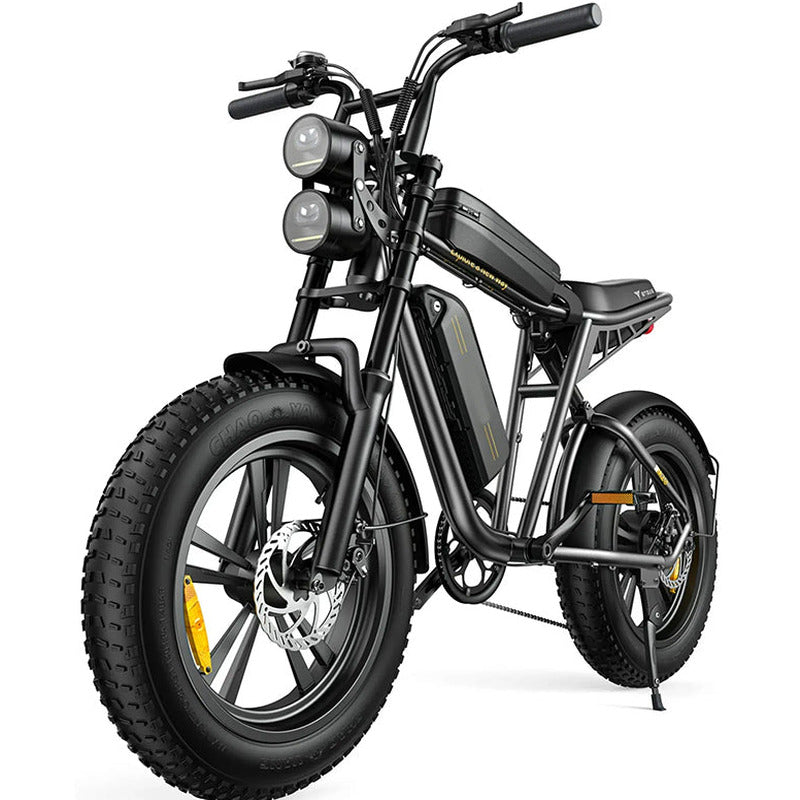 Retro-Style Adult Electric Bike, 1000W, 28 Mph, 94 Miles Range, 20in x 4.0in Fat Tires, Full Suspension - M20