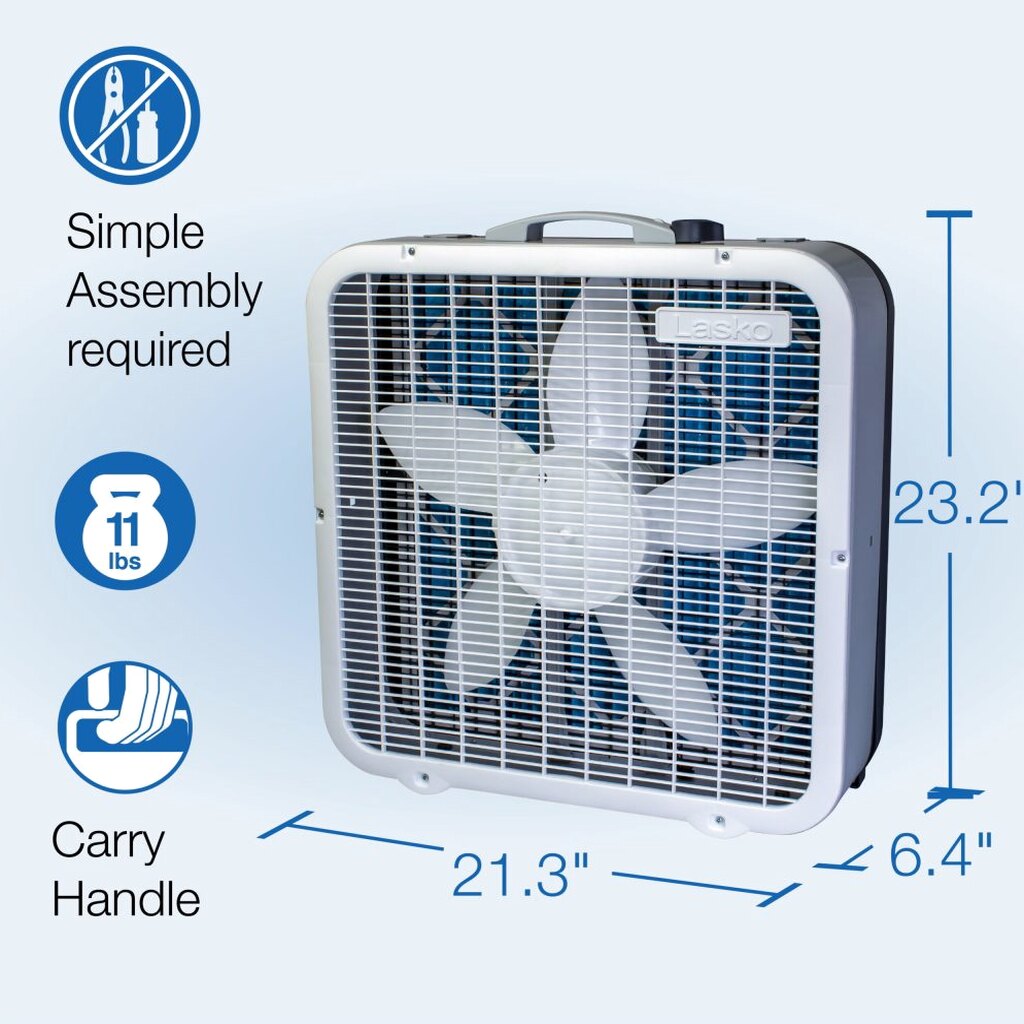 Lasko Air Flex 2-in-1 20-Inch Box Fan And Air Purifier, 3 Speeds, White - FF305