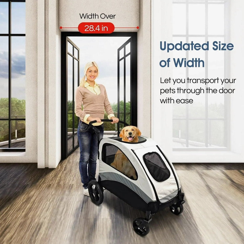 Poloma Foldable Pet Stroller for Large or 2 Dogs Cats, Gray - GS-307Z