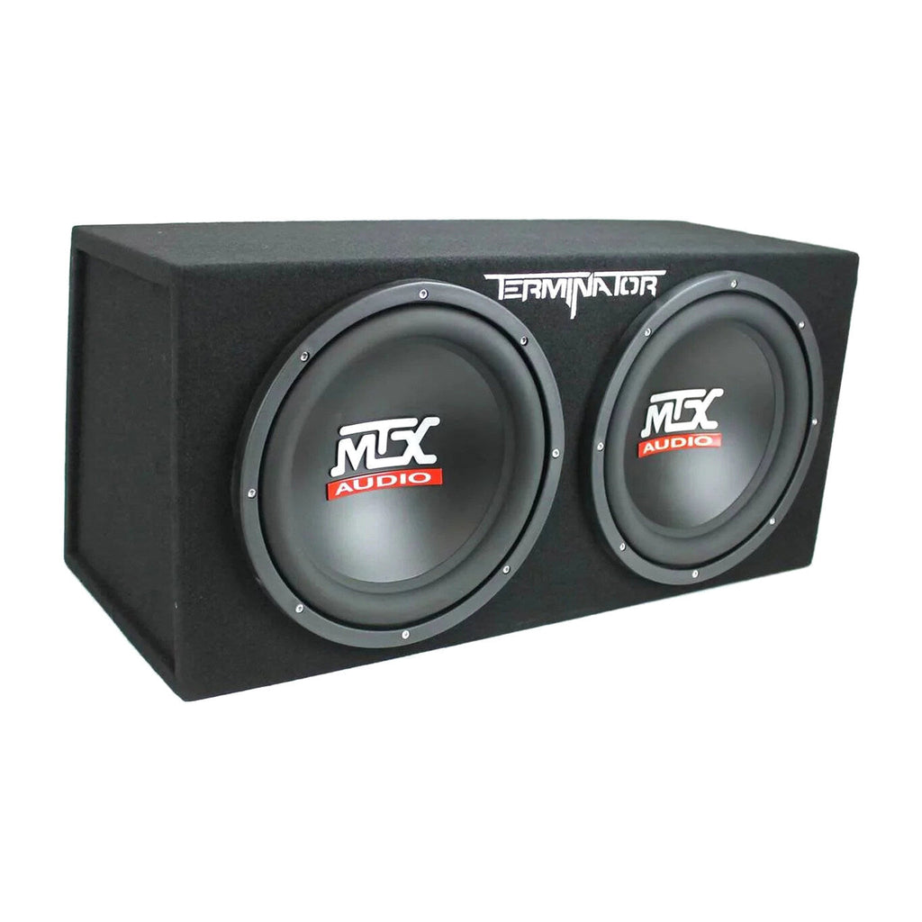 MTX TNE212D 12-Inch Subwoofer Enclosures 2-Pack With Planet Audio AC1500.1 Amplifiers 2-Pack And Soundstorm AKS8 Amp Wire Kit