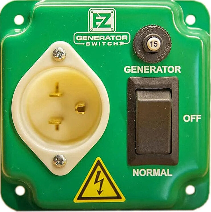EZ Generator Switch 15A 125V Green Manual Transfer Electrical Switch