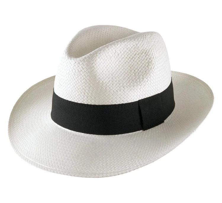 Handmade Classic 5mm Wide Straw Panama Hat - White