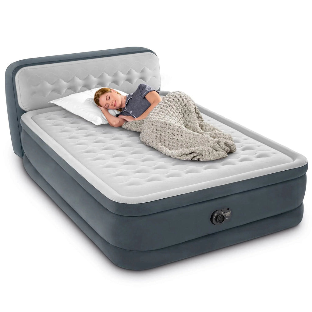 Intex Dura-Beam Deluxe Queen Air Mattress With Headboard, 18 Inches - FBAINT64447ED